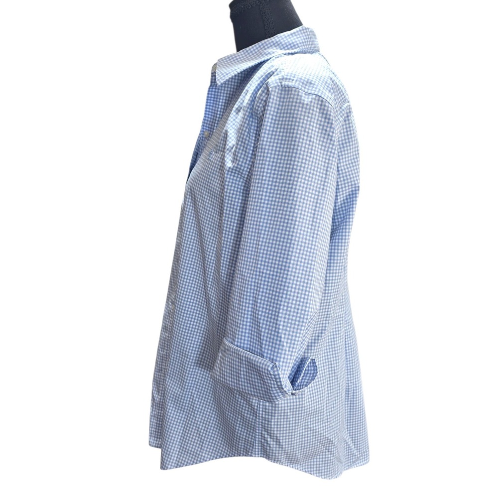 Lauren Ralph Lauren Shirt Womens L Blue Cotton Gingham Non-Iron Button Up Preppy - Picture 4 of 11